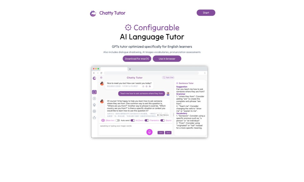 Chatty Tutor - Configurable AI Language Tutor