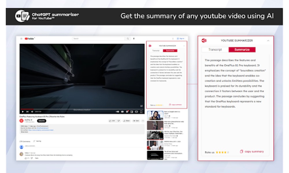 YouTube™ Summarizer Chrome Extension