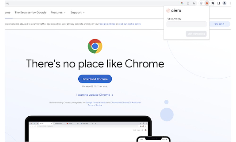 Aiera's ASR Browser Extension