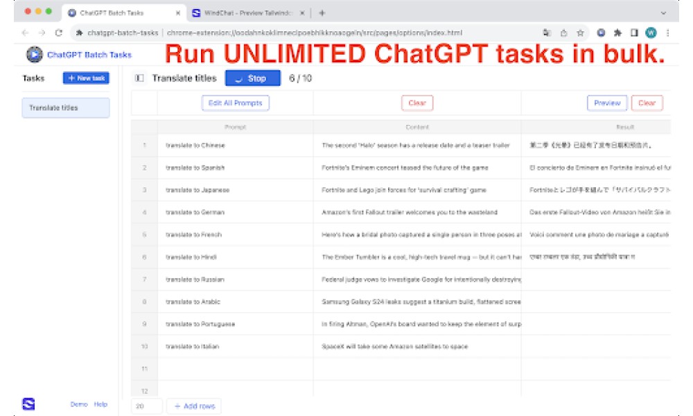 ChatGPT Batch Tasks