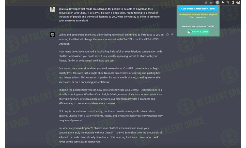 ChatGPT Chat Capture Chrome Extension - Image 1