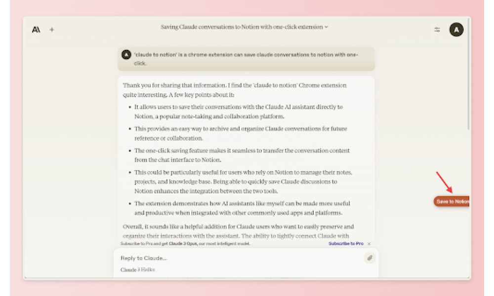 Claude to Notion Chrome Extension