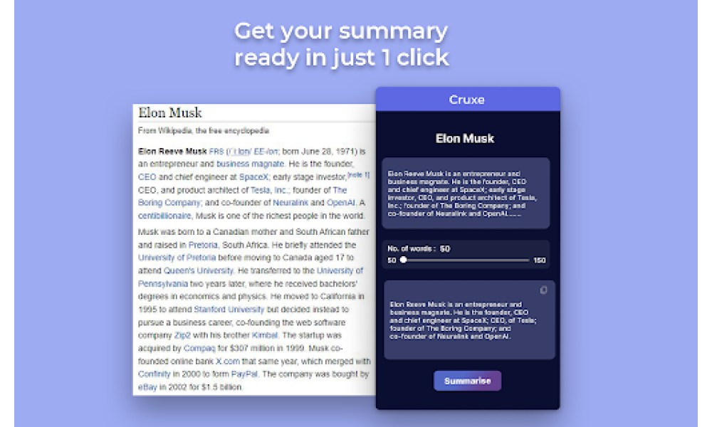 Cruxe AI Summarisation Extension