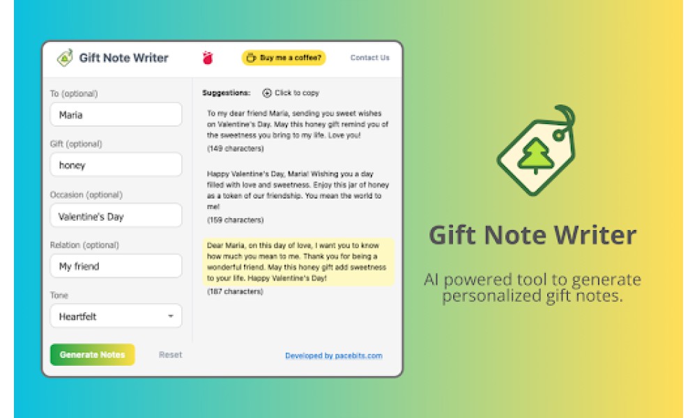 Gift Note Writer