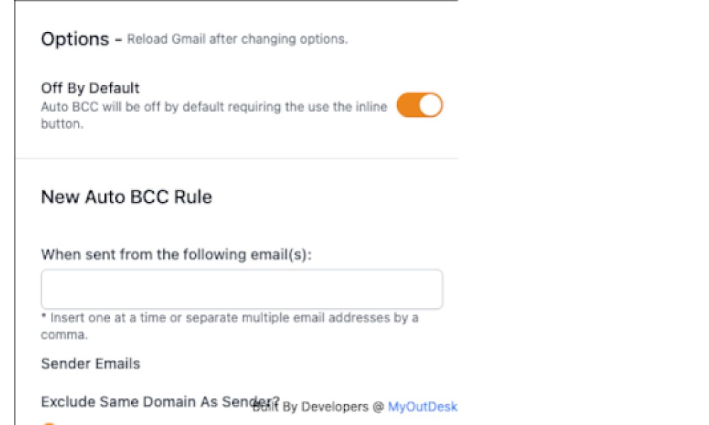 Gmail Auto BCC