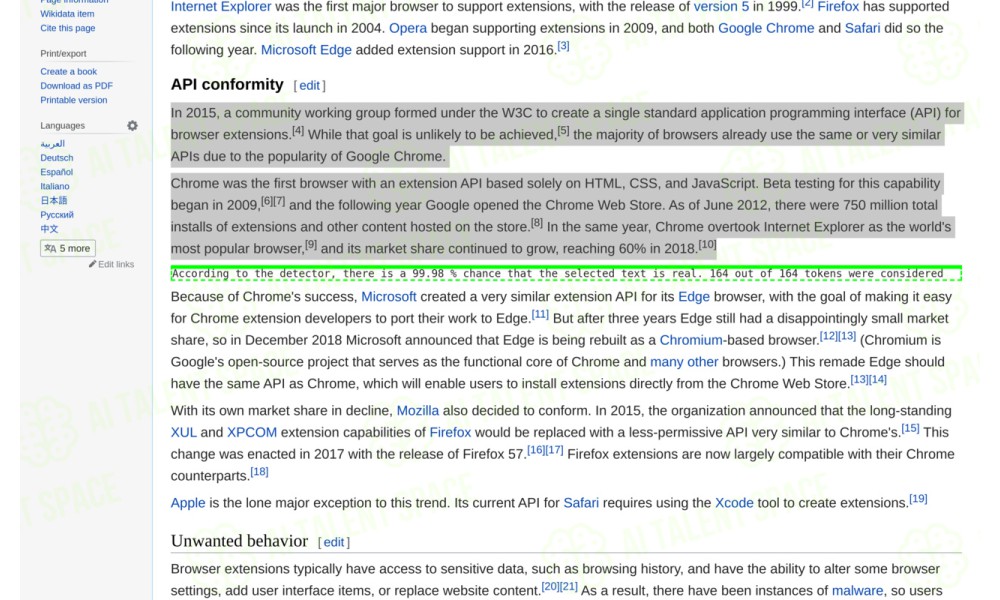 GPT-2 Detector Browser Extension - Image 1