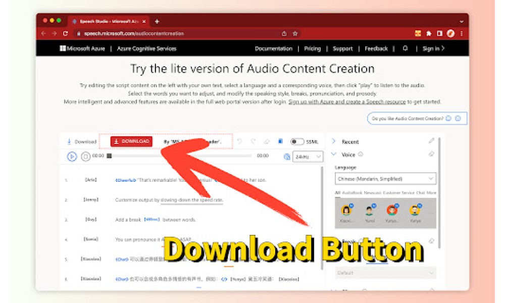 Microsoft Azure Audio Content Creation