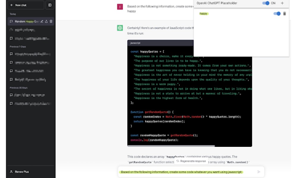 ChatGPT Placeholder Chrome Extension