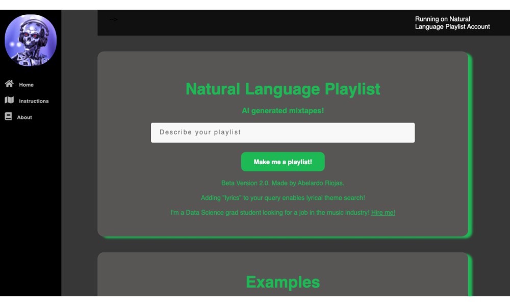 Natural Language Playlist