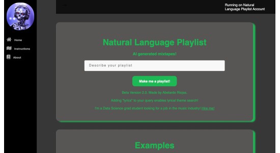 Natural Language Playlist