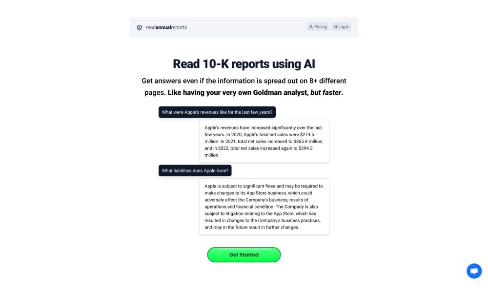 Read 10-K reports using AI