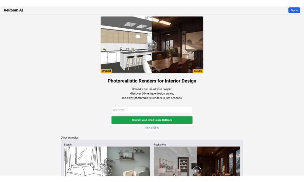 ReRoom AI - Photorealistic Renders for Interior Design