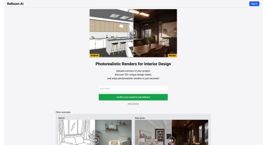 ReRoom AI - Photorealistic Renders for Interior Design
