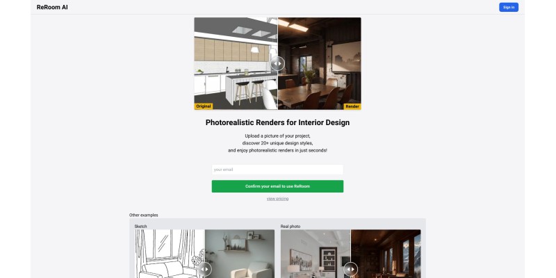 ReRoom AI - Photorealistic Renders for Interior Design