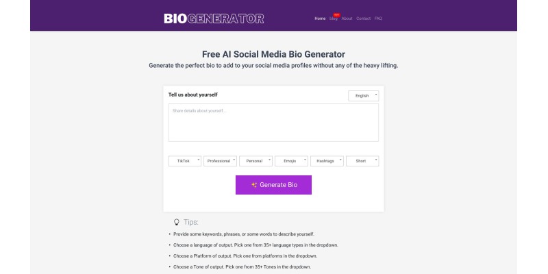 Social Media Bio Generator